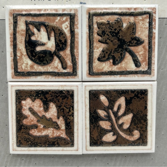 New American Lean 4- 2x2” Decorative Tiles/Back Splash Leaf Patterns Mexico - Picture 2 of 4